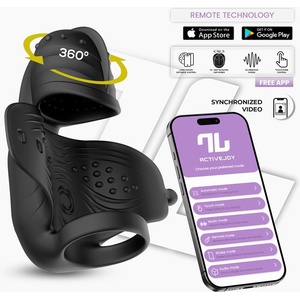 INTOYOU App Series Zonte Rotating Cap Vibrating Masturbator with App Black