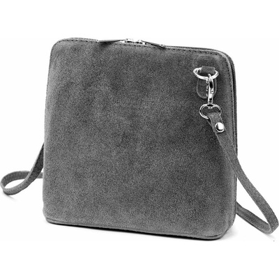 Malá kožená semišová crossbody kabelka no. 03 tmavěšedá