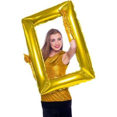 Fóliový balónik 85 × 60 cm selfie rámik zlatý 8714572617963