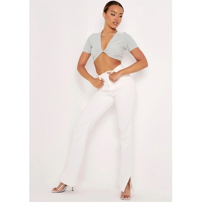 Missy Empire Къса блуза Missy Empire Slinky Twist Front Crop Top - Sage
