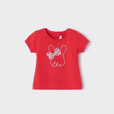 MAYORAL Basic тениска с къс ръкав в червено за момиче със зайче Майорал