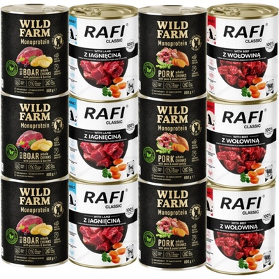 Dolina Noteci Rafi Classic a Wild farm Monoprotein Mix chutí 12 x 800 g
