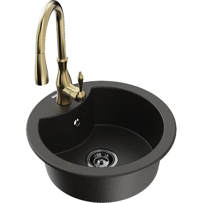 Mexen Diego гранитна кухненска мивка с една камера с кухненски смесител (6512-75-672601-50-B)