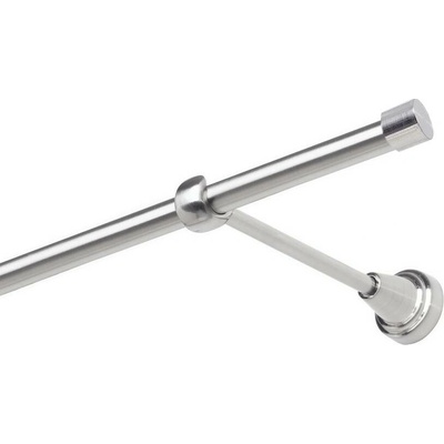 OK-GarnýžeCZ Garnýž kovová jednořadá 19mm Pullo nerez 170 cm do stěny / na tunýlek - bez kroužků