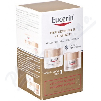 Eucerin Hyaluron-Filler + Elasticity denní + noční krém 2 x 50 ml dárková sada – Zboží Mobilmania