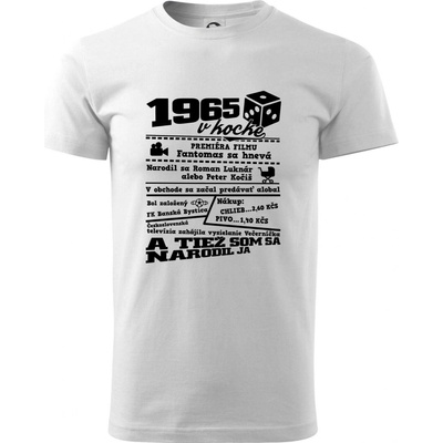 1965 v kocke klasické pánske tričko biele