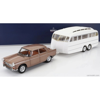 Norev Peugeot 404 With Caravan Roulotte Henon 1965 Brown Met 1:18