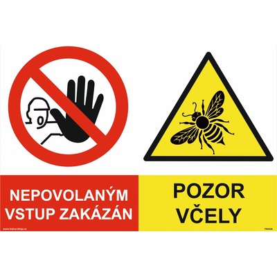 Traiva s.r.o Nepovolaným vstup zakázán Pozor včely Verze: Plast 210 x 148 mm (A5) tl. 0.5 mm - Kód: 14310