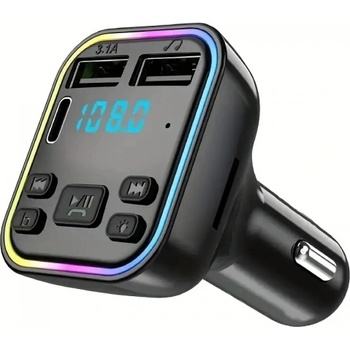CAR Bluetooth FM трансмитер - 3.1 А, 7 LED светлини, 2xUSB + TYPE C