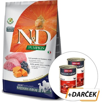 N&D dog Grain Free PUMPKIN Adult Medium & maxi lamb & blueberry 12 kg