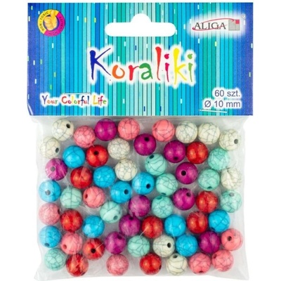 Korálky kulaté 10mm, 60ks MRAMOR, mix barev