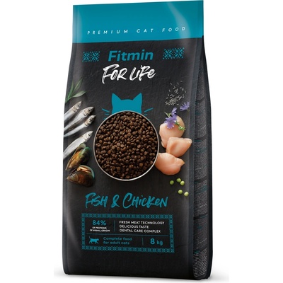 Dibaq Fitmin For Life Риба и пилешко храна за котки 8 kg
