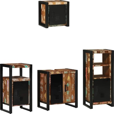 vidaXL Комплект мебели за баня с рафт 4 pcs Солидно възстановено дърво (3305647)