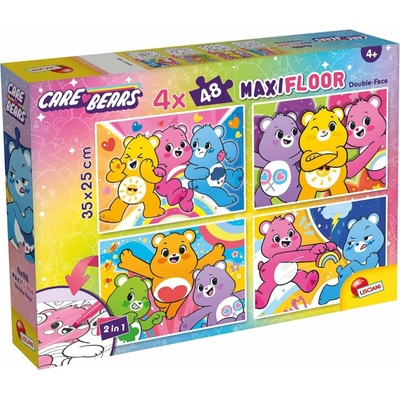 Lisciani Oboustranné MAXI 4x48 dílků Care Bears s omalovánkami
