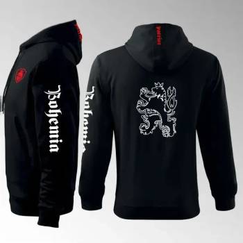 mikina s kapucí a potiskem Bohemia 3MZ černá