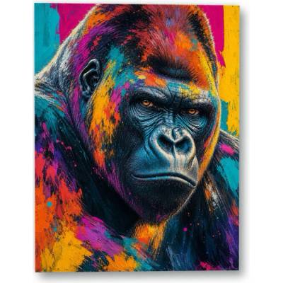 Plakát – Gorila v záři barev 75 × 100 cm Bez rámu Bez rámu Ne