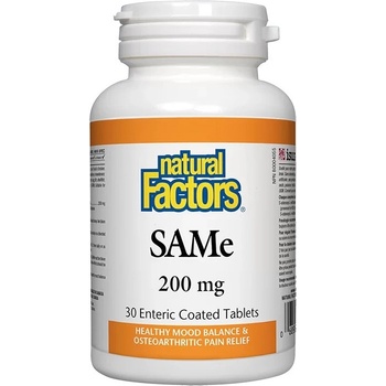 Natural Factors SAMe, 200 mg, 30 таблетки, Natural Factors