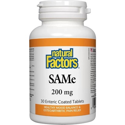 Natural Factors SAMe, 200 mg, 30 таблетки, Natural Factors