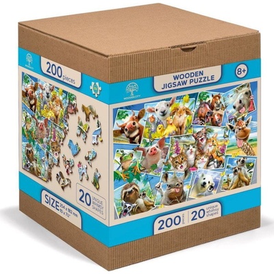 WOODEN CITY Dřevěné Zvířecí pohlednice 2v1 EKO 505 dielov