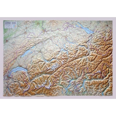 L.A.C. Švýcarsko - plastická mapa 121 x 84 cm Varianta: bez rámu, Provedení: plastická mapa