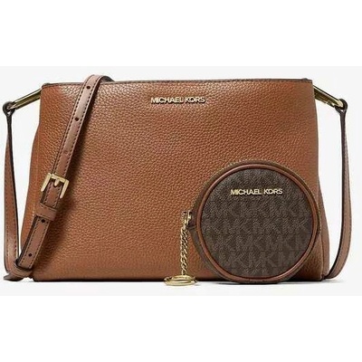 Michael Kors kožená crossbody s peněženkou v dárkovém balení hnědá