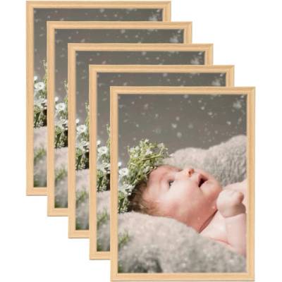 vidaXL Фоторамки за колаж, 5 бр, за маса, светъл дъб, 13x18 см (332620)