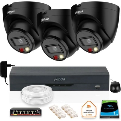 Dahua 3x IPC-HDW1439V-A-IL-BLACK 1TB