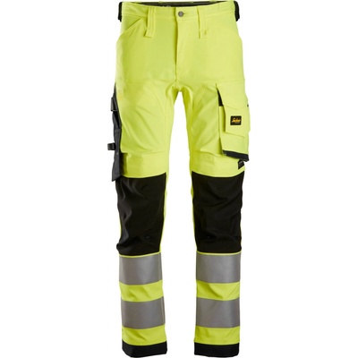 Snickers Workwear Pracovné nohavice AllroundWork Stretch reflexná trieda 2 žlté