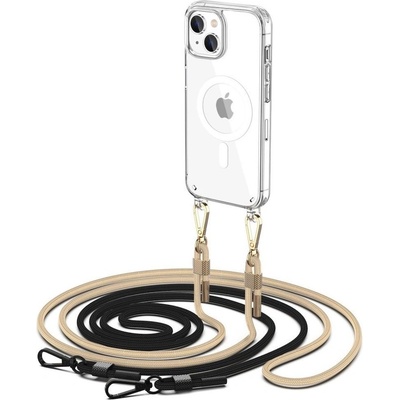 Tech-Protect Flexair Chain MagSafe Hybrid Case - хибриден удароустойчив кейс с MagSafe с връзка за носене за iPhone 15 (прозрачен)