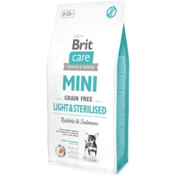 Brit Mini Light & Sterilised - със заешко месо и сьомга, за кастрирани и с наднормено тегло, малки породи 7 кг