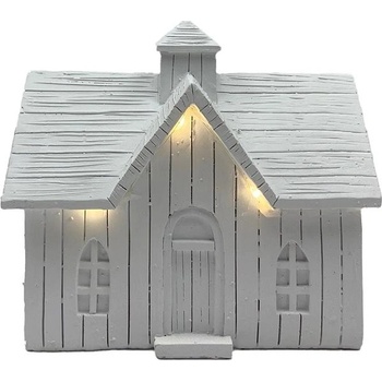 PRODEX Vianočná dekorácia LED domček s vežičkou biely 15 × 14 cm