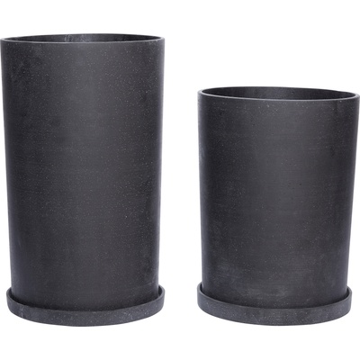 Hübsch Саксия Hübsch с поставка антрацит 2 бр (900308)