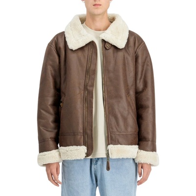 Alpha Industries B-3 Faux Leather zimná bunda brown hnedá piesková