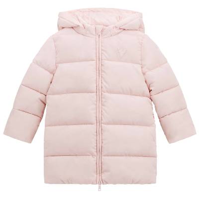 Детско яке с качулка Guess - Изчистен десен, розово, 12 м (20254-K5BL07-WB240-G60N-12M)