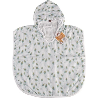 Bambusové mušelínové pončo XKKO BMB Digi Peacock Feathers