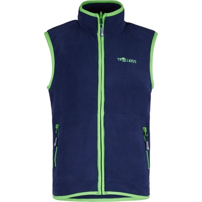 TROLLKIDS Детски поларен елек Trollkids Kid's Arendal Vest Fleece vest - Navy / Viper Green - размер 128 (EU) (703-2083-0216)