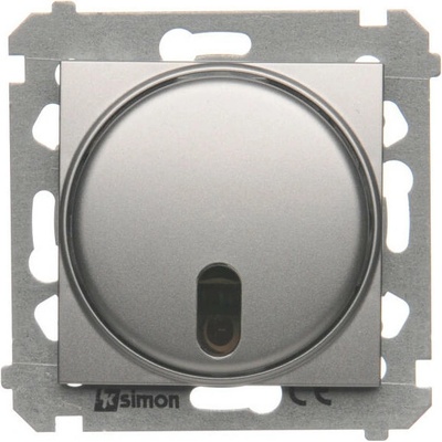 Stmívač tlačítkový, s možností dálkového ovládaní, 20 – 500 W,, Simon 54 DS13T.01/43, stříbrná metalizovaná