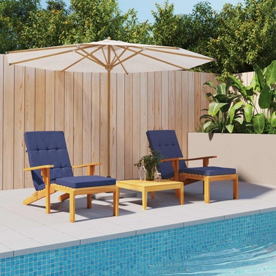 vidaXL Възглавница за открито 2 pcs Морски син 180 x 55 x 7 см Текстил (379391)