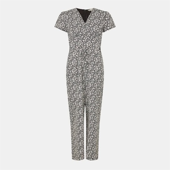 Yumi Ditsy Floral Wrap Jumpsuit - Black