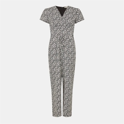 Yumi Ditsy Floral Wrap Jumpsuit - Black