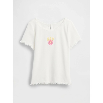 GAP Бебешка ръбеста тениска с лого GAP GAP | Byal | Момичешки | 12-18 месеца