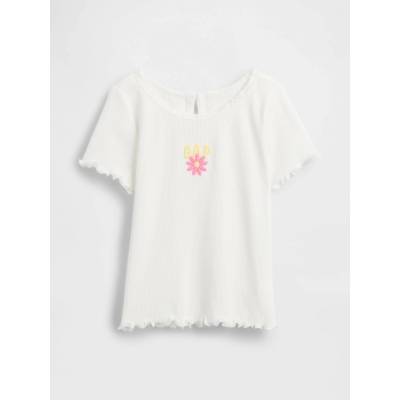 GAP Бебешка ръбеста тениска с лого GAP GAP | Byal | Момичешки | 12-18 месеца