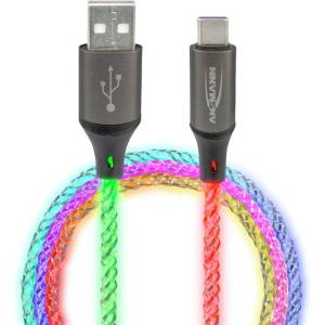 Ansmann usb кабел, usb-a - usb-c, със светодиодно осветление, 1 м (1700-0158)
