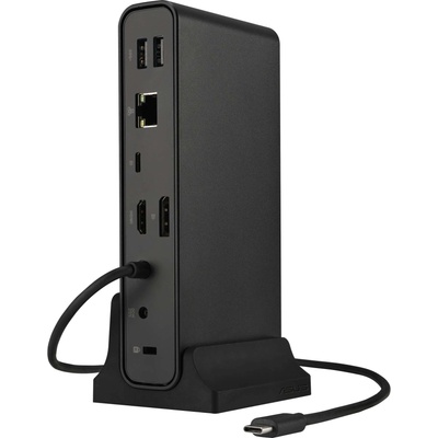 Докинг станция Asus DC300, от USB-C към 2x USB-C, 3x USB-A, 1x DisplayPort, 1x HDMI, 1x AUX, 1x RJ45, 1x SD четец, черна (90XB08CN-BDS010)