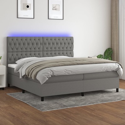 Petrashop 3135142 boxspring postel s matrací a LED tmavě šedá textil