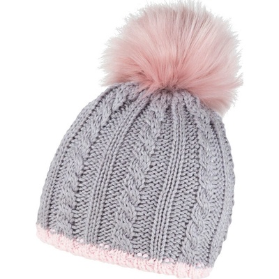 coFEE Braid Knit Zimní čepice šedá-růžová