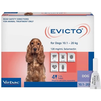 Virbac Evicto Spot On 120 mg. Евикто за кучета от 10.1 до 20 кг. , 4 броя пипети