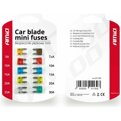 AMIO sada plochých pojistek MINI (sada 10 ks) – Zboží Mobilmania