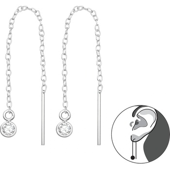 Bijutanki Висящи Сребърни Обеци с Камък
