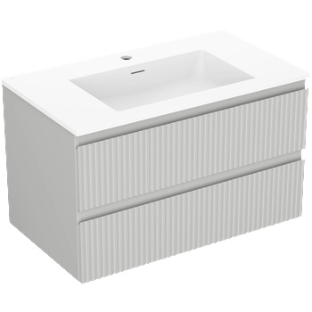 Mexen Rivel шкаф за баня 80 см с мивка Otis, 2 чекмеджета, ребрист, сив мат/бял мат - 91A20-08047-2-BFF62-W18M01 (91A20-08047-2-BFF62-W18M01)